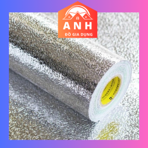 2 mét Giấy dán bếp tráng nhôm cách nhiệt khổ 60cm (màu giả vân đá màu bạc).