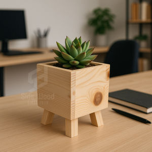 SidsWood [PK] Pot Kaktus / Succulent Kayu Jati Belanda – Pot Tanaman Hias Minimalis untuk Dekorasi Indoor