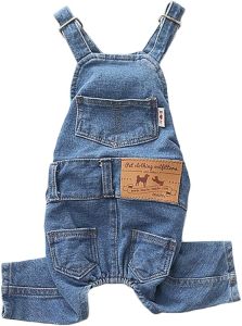 Dog Denim Jumpsuit Costumes CatJean Overalls Clothes For Yorkie Bulldog