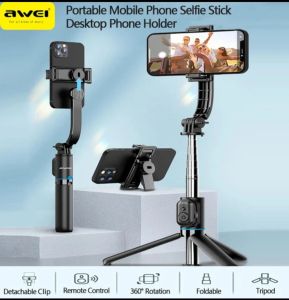 Awei X49 Portable Phone Selfie Stick Holder 270° Rotation Phone Bracket 7-Segment Foldable Fit For IOS / Android Cellphone Stand