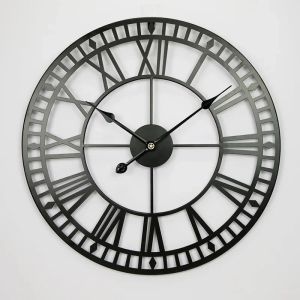 FFBH Modern Simple Clock Retro Hotel Wrought Iron Quartz Clocks Living Room Wall Hanging Clock Watch Home Decoration 6K4N7