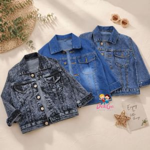 Jaket jeans anak unisex usia 2tahun sampai anak tanggung jaket polos denim premium
