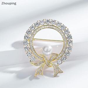 【ZP】 Cute Jewerry Vòng trắng pha lê ngọc trai dễ thương Bowknot trâm cài cho phụ nữ thời trang sáng tạo sang trọng hợp kim chống chói ve áo quần áo cố định pins