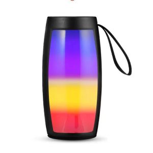 RGB Colorful Lights Wireless Bluetooth Speaker Portable Speaker Mini Bass Stereo Surround TF Card 1200mAh Luminous Music Player with Lanyard