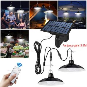 Lampu Taman LED IP65 Double Head Lampu Taman Solar Induksi Otomatis Listrik Lampu Dalam Ruangan Luar Ruangan Lampu Jalan Lampu Taman Lampu Outdoor Lampu Tenaga Matahari Lampu Dinding Outdoor Kendali Jarak Jauh Lampu Kamar Berkemah Langit-Langit Berkemah