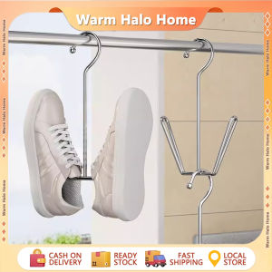 3PCS/1PC Stainless Steel Shoe Drying Rack Metal Hanging Shoe Organizer Space Saving Drying Rack with Hook for Closet Rod
