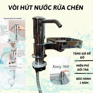 Vòi hút nước rửa chén tiện dụng đầu vòi chống rỉ xoay 360 tặng kèm giá để đồ