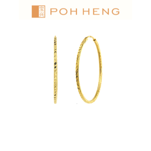 Poh Heng Jewellery 22K Twisted Tube Hoop Earrings in Yellow Gold[Price By Weight]