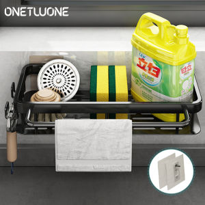 Onetwone Kệ Phòng Tắm Kệ Góc Không Khoan Giá Thoát Nước Bọt Biển Nhà Bếp Bằng Nhôm Giá Để Đồ Nhà Tắm Giá Đỡ Kèm Giá Treo Khăn Sắp Xếp Nhà Bếp