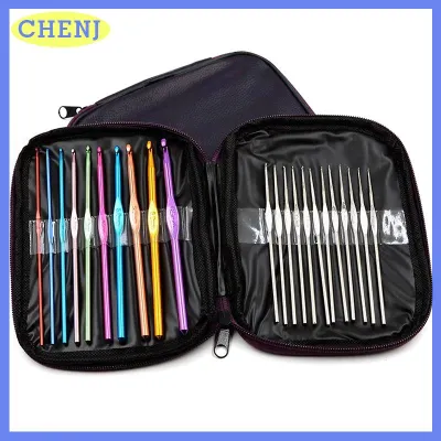 CHENJ 22PCS Crochet Hooks Bộ dụng cụ với túi lưu trữ mềm xử lý Crochet kim sợi dệt kim đặt DIY Dệt công cụ dụng cụ cầm tay