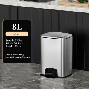 Thùng rác đạp bằng thép không gỉ 8L/12L ánh sáng cao cấp sang trọng Có Nắp dung tích lớn thích hợp cho nhà bếp phòng ngủ phòng tắm