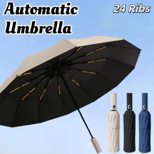 24 Bones Automatic Umbrella Dual-Purpose Umbrella Rainproof Storm Resistan Large Folding Umbrella