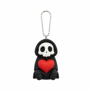YIYU STUDIO Dễ thương Móc khóa hình bộ xương Thu nhỏ Đen Tượng in 3D dây chuyền túi phong cách Gothic Chi tiết Tượng Thần Chết Ba lô
