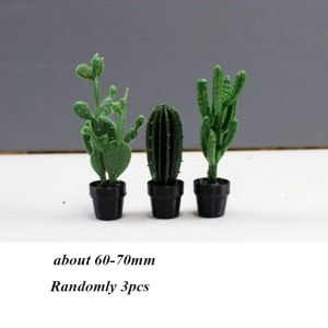 Q-1151 STORE 3pcs 1:12 Dollhouse Miniature Potted Plant Multistyles Mini Green Leaves Plant Pot Play House Decor Doll House Accessories