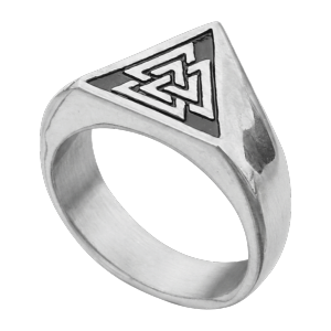 DOUCAI Vintage Nordic Viking Ring Titanium Steel Finger Jewelry Triangle Symbol Signet Ring Historical Accessory Decors Rune Protector Amulet Ring Men Women