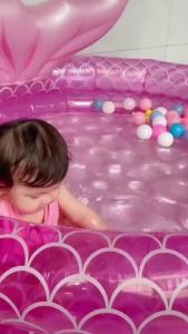Baby Pro Kids Dolphin Mermaid Tail Inflatable Swimming Pool Indoor Outdoor Triple Anti-Leakage Valve