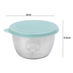 Cute Salad Dressing Container with Leakproof Silicone Lids Reusable 304 Stainless Steel Cup for Lunch Box and Picnic