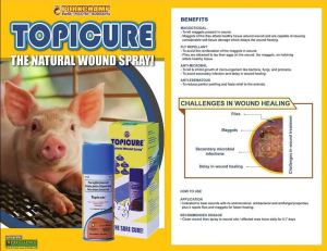 Topicure organic all natural and wound spray and fly repellant for dog cat pigs goat cattle 75ml
