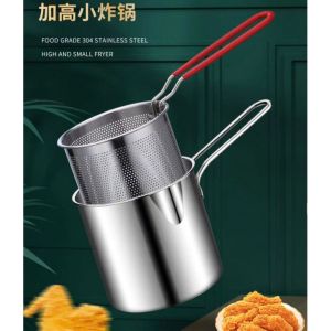 Tall & Mini Stainless Steel Tempura Deep Frying Oden Cooker Chicken French Fries Pot Pan Fry Goreng 油炸锅 Kuali Periuk Fried Minyak