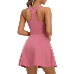 CHARMO Tennis Dress for Women Workout Dress with Built-in Bra & Shorts Pockets Athletic Dress for Exercise Golf Dresses