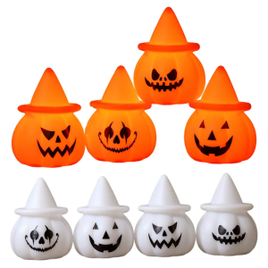 4PCS Halloween Plastic Pumpkin Lanterns Decorations Weather proof Tabletop Garden Festival Ornament Set