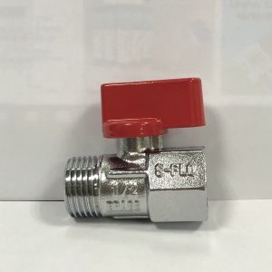 S-FLO High-Quality Mini Ball Valve 1/2 Inch with Wear-Resistant Rubber Core Red Handle Brass