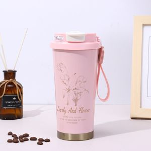Heat preservation and cold preservation coffee cup 316 stainless steel 500ml light luxury double drink cup