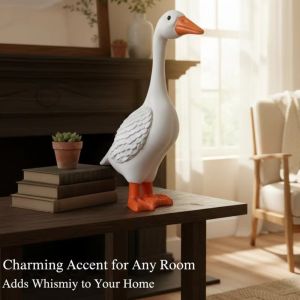 HCHC MALL Tối giản Tượng ngỗng bằng nhựa resin Phong cách Bắc Âu Sống động như thật Đồ trang trí hình con ngỗng trắng Đồ trang trí bàn làm việc Mô phỏng Tượng điêu khắc con vịt Trang trí sân vườn