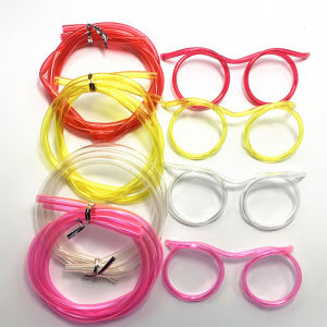 AN Sedotan seni plastik lucu gila/sedotan kaca kacamata bulat/sedotan berbentuk kacamata anak/aksesoris fashion menarik COD