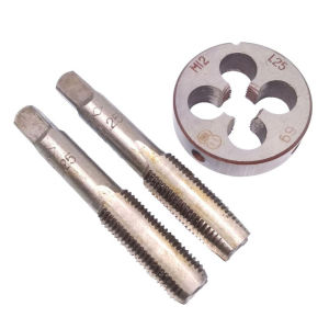 3PCS Metric Machine Thread Tap M12 x 1.25mm High Speed Steel Metric Round Die For Mold Machining