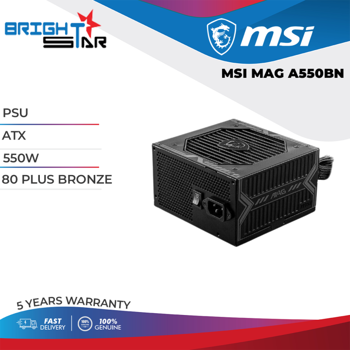 Power Supply 750w MSI MAG A550BN 550W Power Supply - 80 PLUS Bronze Certified, ATX, Universal 110-240V Power Supply 850w