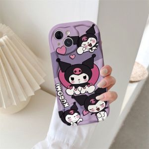 CASE Cocok untuk iPhone 11 13 12 14 Pro MAX XR XS MAX 7Plus 8Plus SE  7 8 6 6 S Plus 2024 Casing Pelindung Strawberry Bear Kuromi iPhone Casing Silikon Tahan Benturan