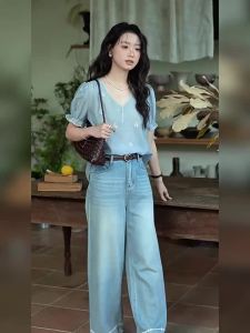 WomenS Coral Embroidery Summer Blouse Fashion O-Neck Puff Sleeve Blouse Casual WomenS Clothing