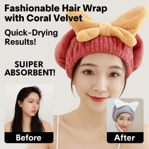 Coral Fleece Bowknot Hair Drying Cap Super Absorbent Quick Dry Hair Towel Women Shower Turban Wrap Hair Drying Accessories