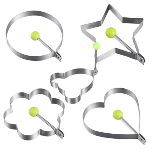 5pcs Stainless Steel Shape Eggs And Pancakes Molds Breakfast Cooking Tool Including Heart Star Flower And More