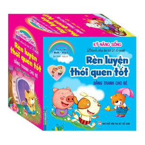 Combo Hộp 8 cuốn rèn luyện thói quen tốt - Bằng tranh cho bé 2-6 tuổi (song ngữ Anh - Việt)