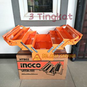 Tool Box 3 Tingkat Besi INGCO HTB02 Kotak Alat Perkakas Toolbox Susun