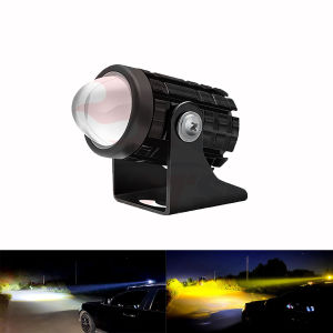 [Free 2PCS]Motorcycle Driving Light Pair 60W Super Bright Mini 2 Color Dual Fisheye Lens Fog Spot Headlamp