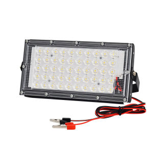 Super Bright DC 12V LED Flood Light 50W 100W IP65 Waterproof Outdoor Work Lamp Portable Emergency Light 6000K Daylight With Battery Clamps For Night Fishing Camp