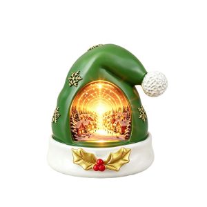 PYA94 Light-up Christmas Elf Hat Ornament Resin Warm Glow Christmas Figurine Table Decor Decorative Decoration Christmas