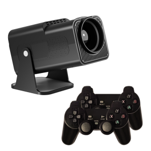 TECHZONE YF-600 4K HD Projector with Games 2 Wireless Gamepad Controller Built in Emulator Games with Bluetooth & WIFI