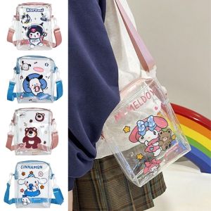 FLOW TOP Kuromi PVC Transparent Bag Storage Bag Jelly Bag Cartoon Phone Pouch Simple Waterproof Women Shoulder Bag The Water-Sprinkling Festival
