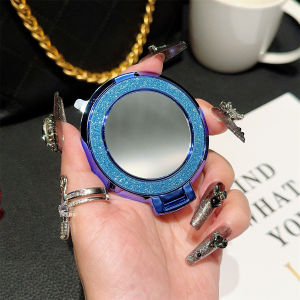 New Glitter Makeup Mirror Magnetic Bracket Universal for IPhone and Android Bling Rotating Round Ring Grip Adhesive Phone Holder