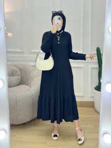 midi dres wanita muslim kaos knit rajut terbaru bayar ditempat