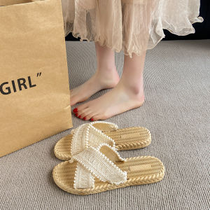 Free Shipping New Woven Sandals For Women Summer Flat Sandals Suitable For Sanya Travel And Leisure Niche Roman-Style Sandals For Women