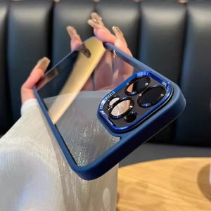 HOCE เคสป้องกันเลนส์กล้องอะคริลิคสุดหรูสำหรับ iPhone 16 15 14 13 12 Pro Max 15 14 Plus ฝาหลังแบบใสบั๊มเปอร์ซิลิโคนเคสมือถือสีด้าน
