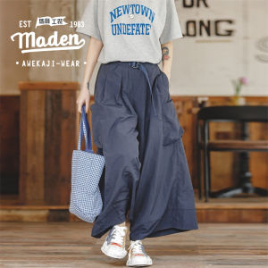 Maden Thương Hiệu Dụng Cụ Phong Cách Phụ Nữ 2025 Mới Thanh Niên Hip-Hop Cá Tính Nhật Bản Giản Dị eo cao Quần túi hộp Lỏng Lẻo Đũng Bao Che Quần Legging rộng A-Line Váy Quần