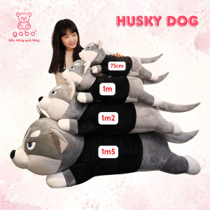 gấᴜ bông Chó husky chó ngáo size 1M5 Gối ôm có khoá kéo Siêu to khổng lồ.