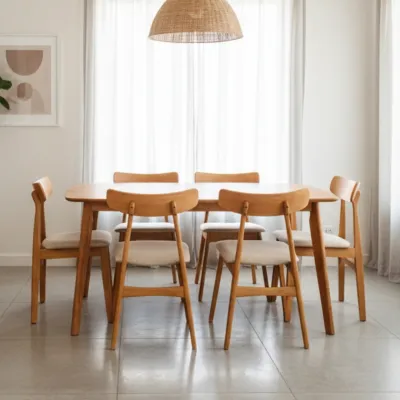 Furniture DIrect NAKASU MUJI Style 4 and 6 Seater Dining Set-set meja makan solid wood