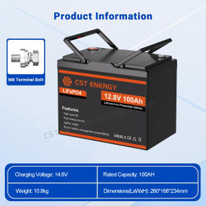 CST ENERGY 12.8V 100Ah LiFePO4 Battery Bluetooth 5.0 High capacity Grade A cells 100A Smart BMS 1280Wh Power 6-Year Warranty 15000 Deep Cycles